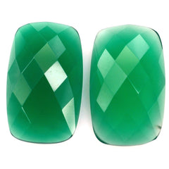 GREEN ONYX CHECKER CUT CUSHION CAB 15X9MM 3.48 Cts.