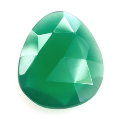 GREEN ONYX ROSE CUT BRIOLETTE IRREGULAR TRILLIONISH 13X11MM 3.13 Cts.
