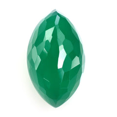 GREEN ONYX IRREGULAR CUT BRIOLETTE OVAL (HIGH DOME) 16.30X9.50MM 9.40 Cts.