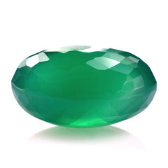 GREEN ONYX IRREGULAR CUT BRIOLETTE OVAL (HIGH DOME) 16.30X9.50MM 9.40 Cts.