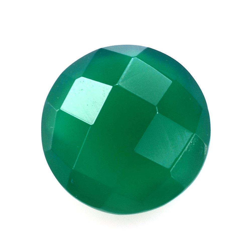 GREEN ONYX CHECKER CUT BRIOLETTE ROUND 8MM 1.65 Cts.