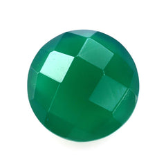 GREEN ONYX CHECKER CUT BRIOLETTE ROUND 8MM 1.65 Cts.