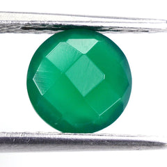 GREEN ONYX CHECKER CUT BRIOLETTE ROUND 8MM 1.65 Cts.