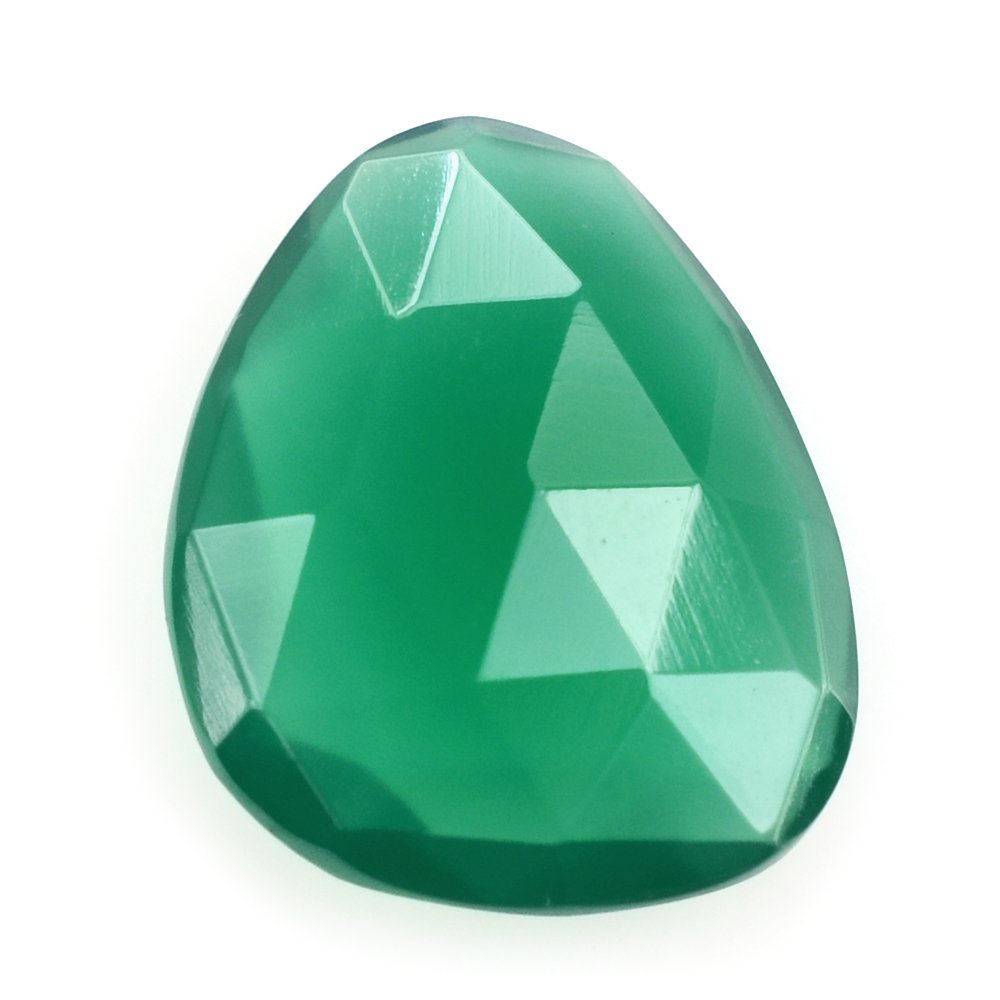 GREEN ONYX ROSE CUT BRIOLETTE IRREGULAR PEARISH 12X10MM 2.73 Cts.