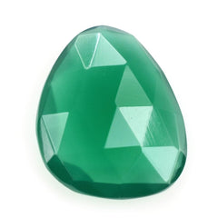 GREEN ONYX ROSE CUT BRIOLETTE IRREGULAR PEARISH 12X10MM 2.73 Cts.