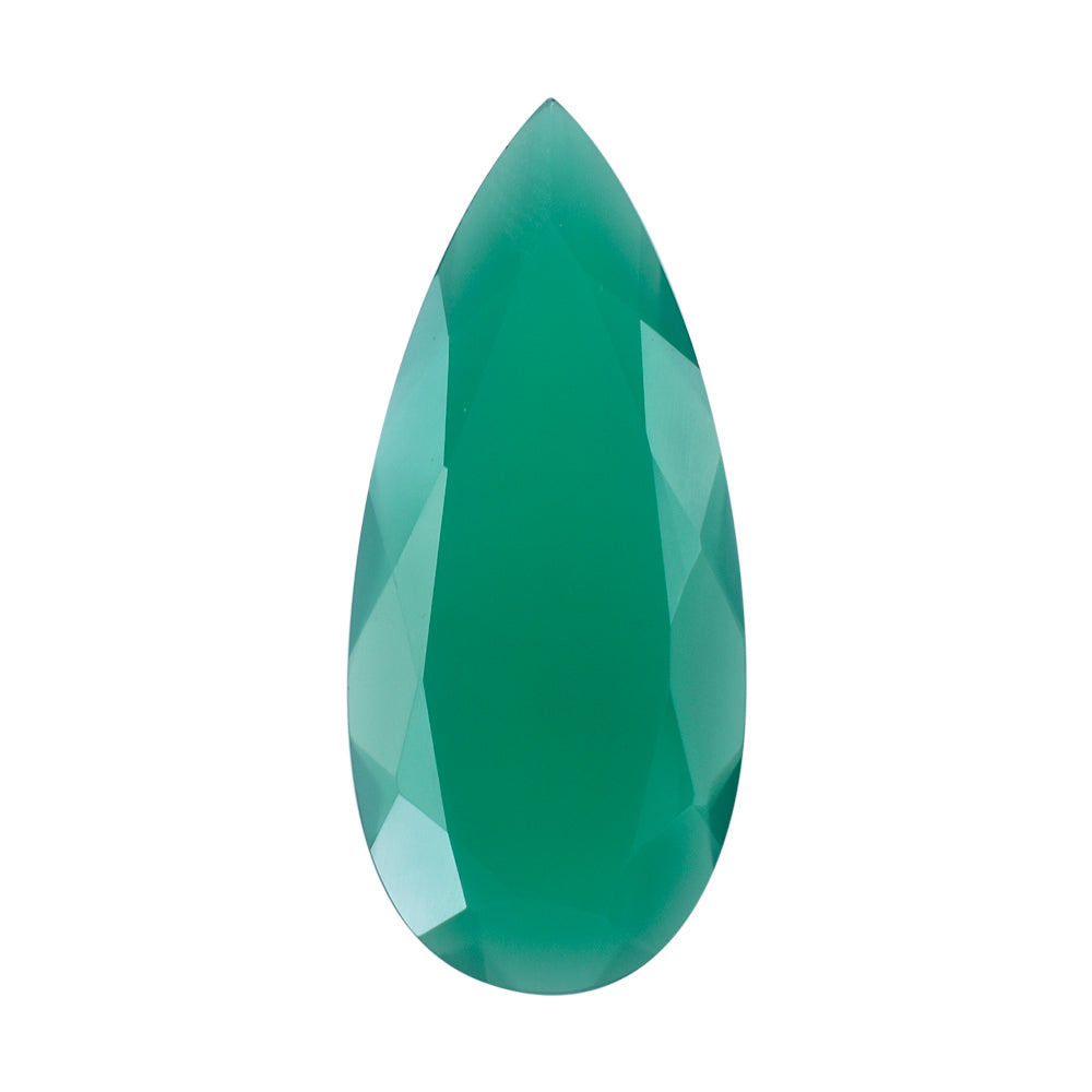 GREEN ONYX BOTH SIDE TABLE CUT PEAR 34X15MM 13.17 Cts.