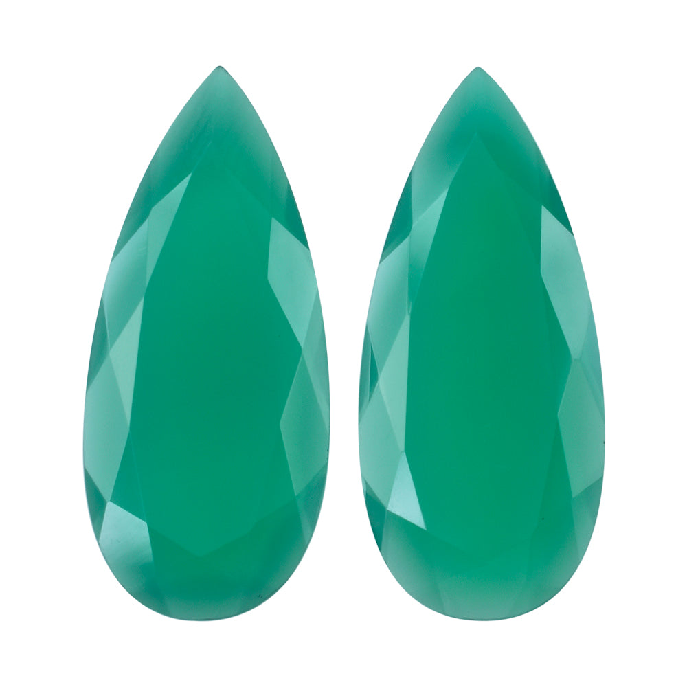 GREEN ONYX BOTH SIDE TABLE CUT PEAR 34X15MM 13.17 Cts.