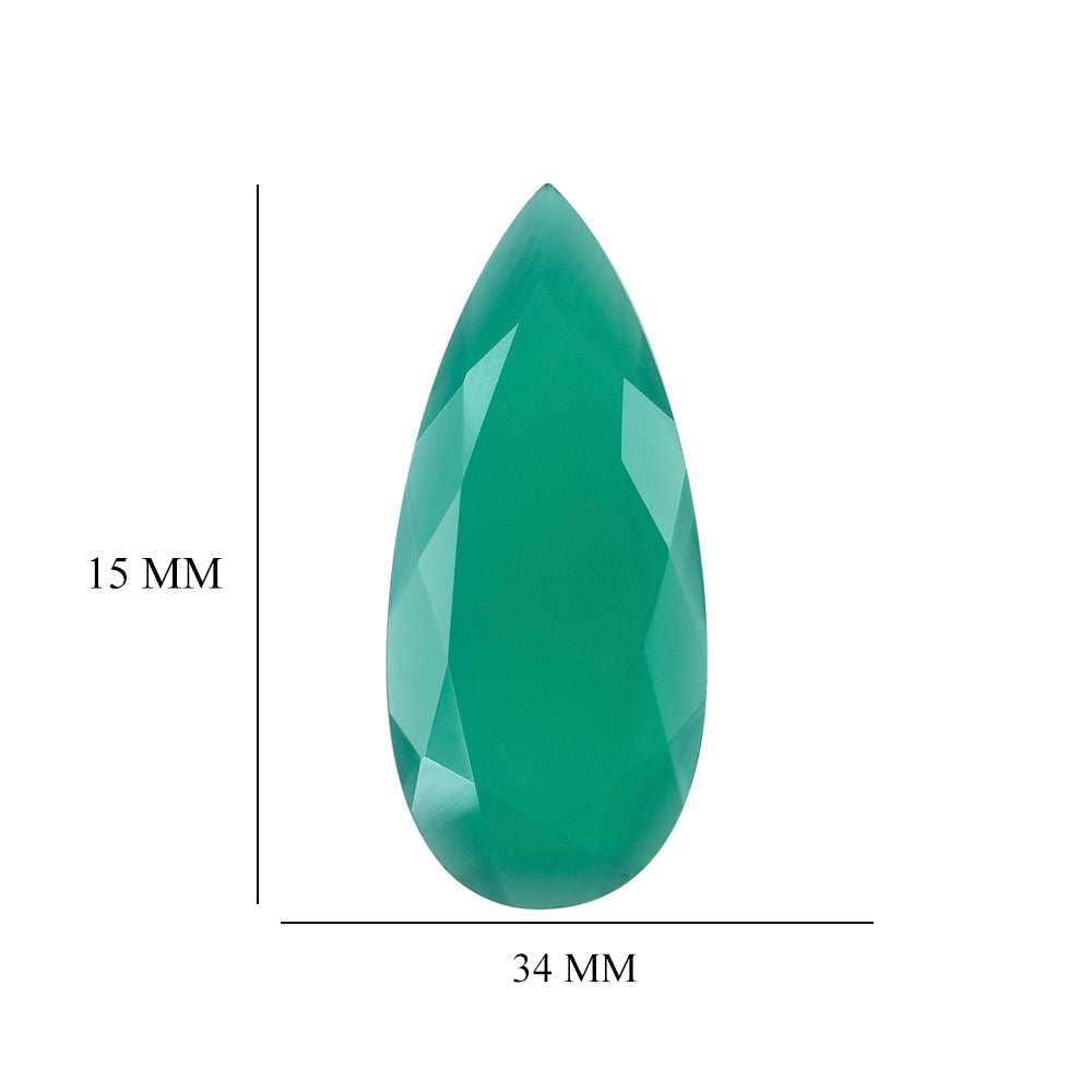 GREEN ONYX BOTH SIDE TABLE CUT PEAR 34X15MM 13.17 Cts.