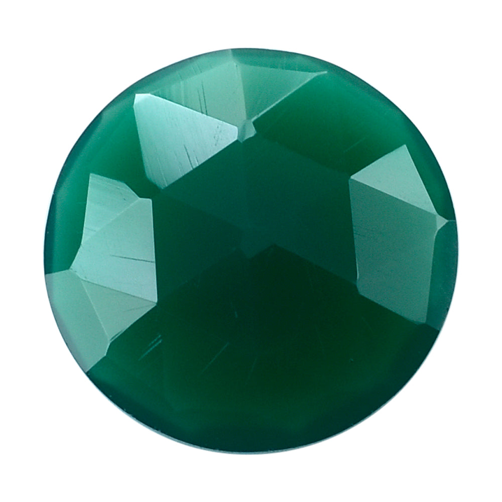 GREEN ONYX ROSE CUT BRIOLITE ROUNDISH 12MM 3.45 Cts.