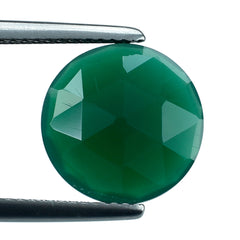 GREEN ONYX ROSE CUT BRIOLITE ROUNDISH 12MM 3.45 Cts.