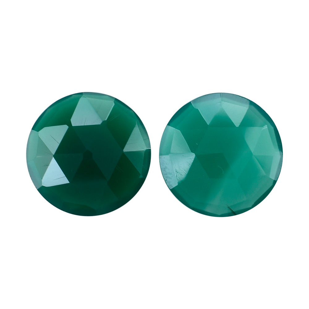 GREEN ONYX ROSE CUT BRIOLITE ROUNDISH 12MM 3.45 Cts.