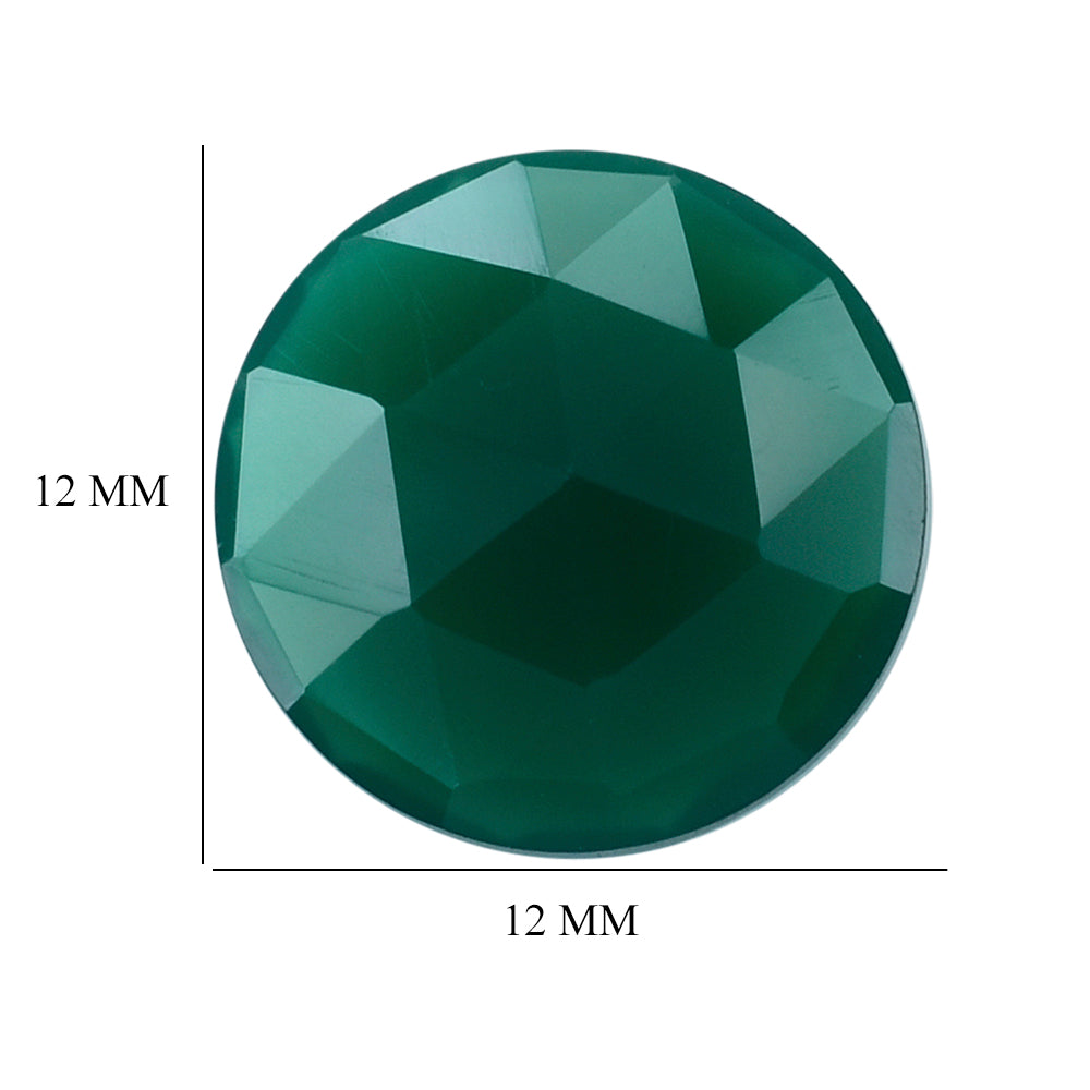 GREEN ONYX ROSE CUT BRIOLITE ROUNDISH 12MM 3.45 Cts.