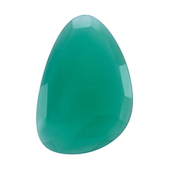 GREEN ONYX ROSE CUT BRIOLITE IRREGULAR PEARISH 30X20MM 15.70 Cts.