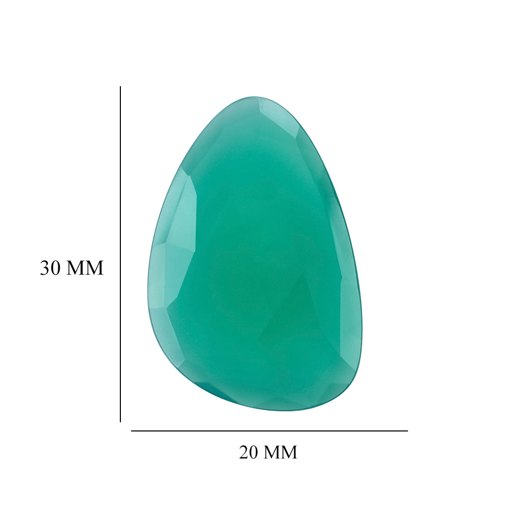 GREEN ONYX ROSE CUT BRIOLITE IRREGULAR PEARISH 30X20MM 15.70 Cts.