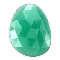 GREEN ONYX ROSE CUT PEARISH CAB 20X15MM 8.64 Cts.