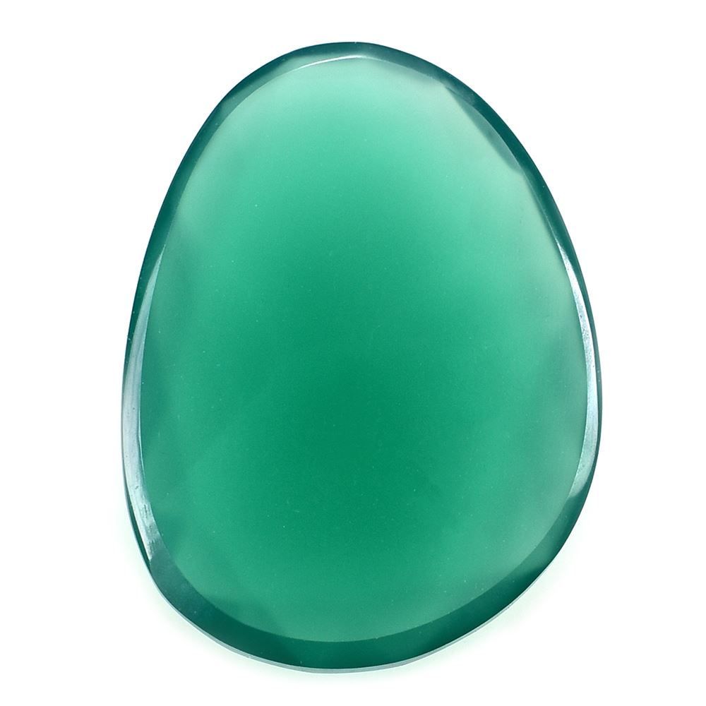 GREEN ONYX ROSE CUT PEARISH CAB 20X15MM 8.64 Cts.