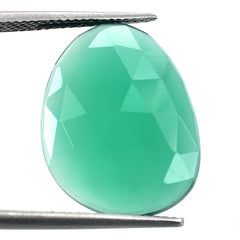 GREEN ONYX ROSE CUT PEARISH CAB 20X15MM 8.64 Cts.