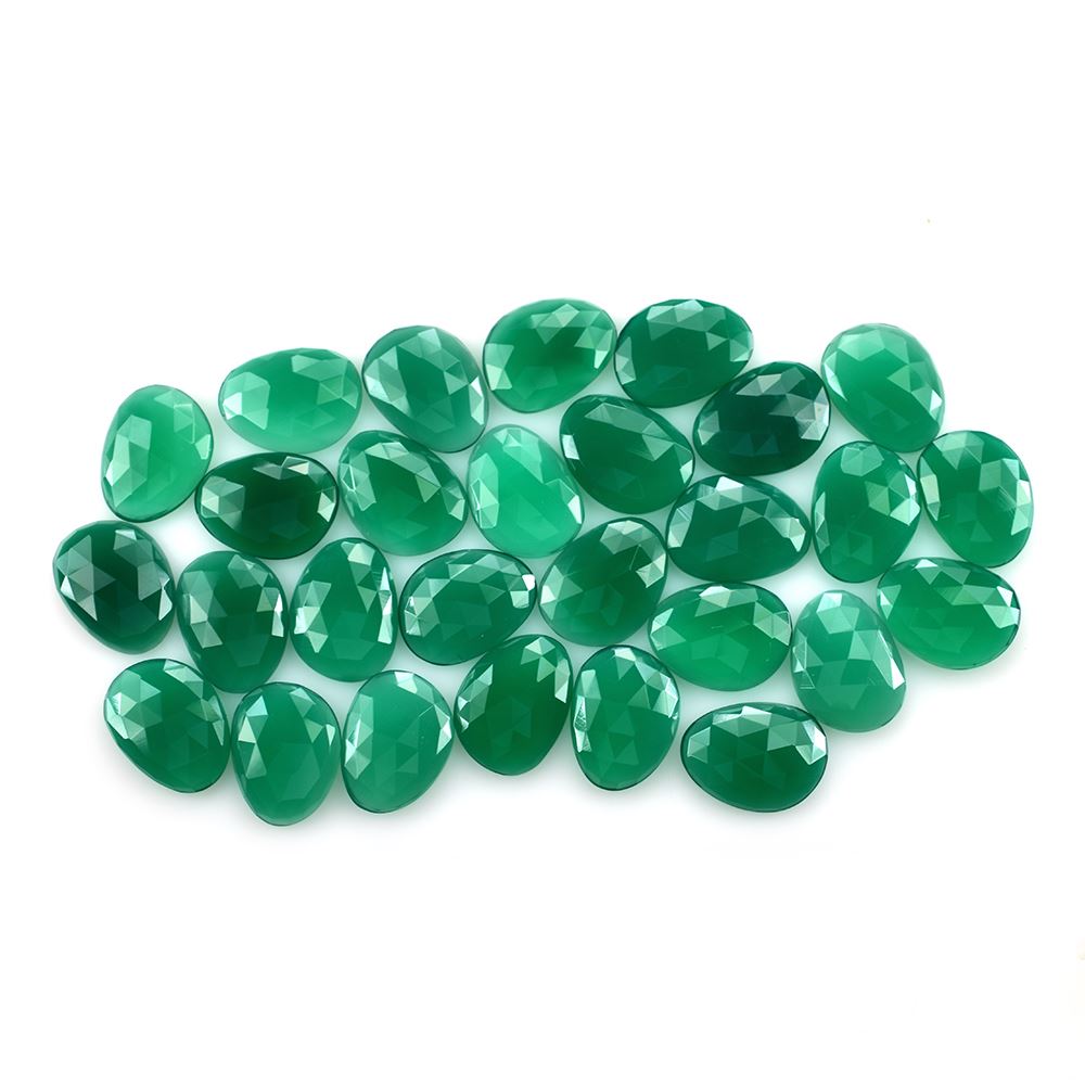 GREEN ONYX ROSE CUT PEARISH CAB 20X15MM 8.64 Cts.