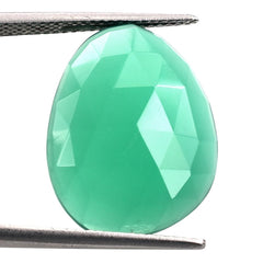 GREEN ONYX ROSE CUT PEARISH CAB 20X15MM 8.21 Cts.