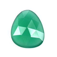 GREEN ONYX ROSE CUT TOP PLAIN TRILLIONISH 13X11MM 1.10 Cts.