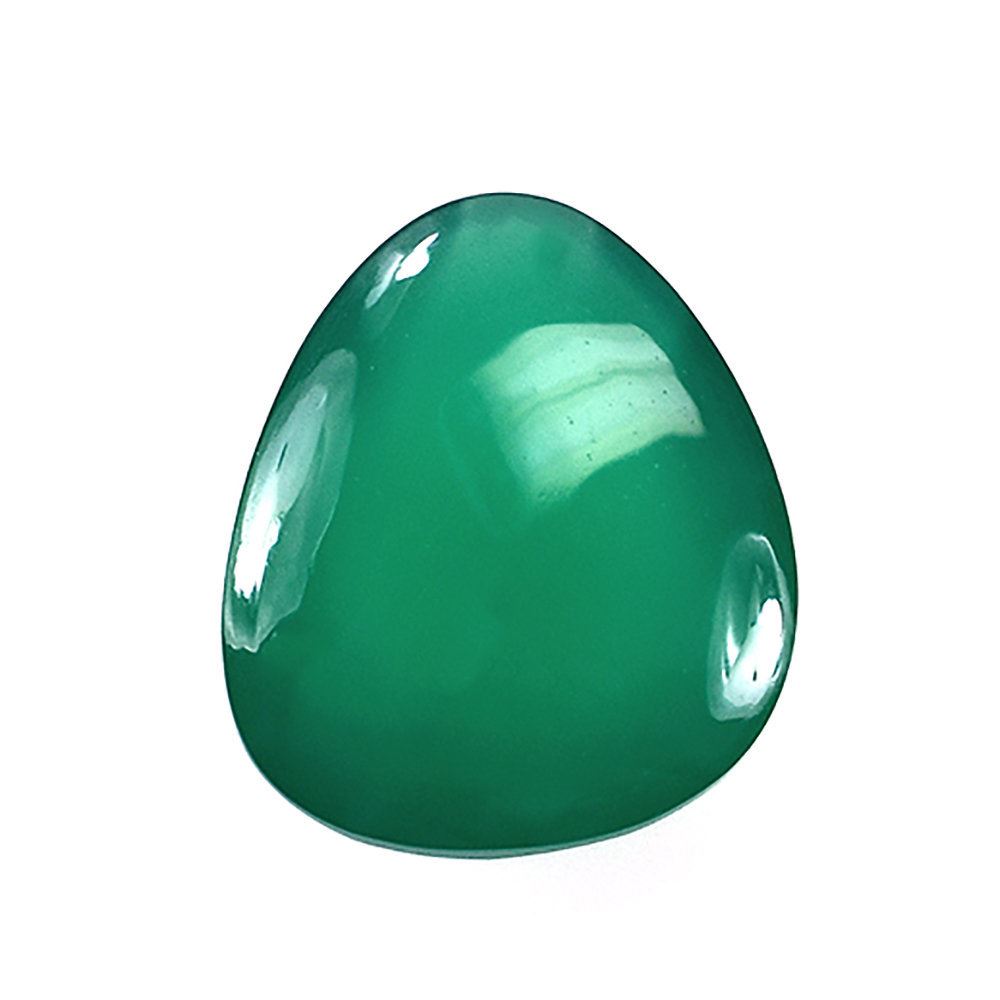 GREEN ONYX ROSE CUT TOP PLAIN TRILLIONISH 13X11MM 1.10 Cts.