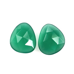 GREEN ONYX ROSE CUT TOP PLAIN TRILLIONISH 13X11MM 1.10 Cts.