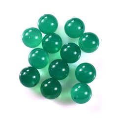GREEN ONYX PLAIN ROUND BALL (HALF DRILL 0.75)(LITE)(TRANSPARENT) 10.00X10.00 MM 6.98 Cts.