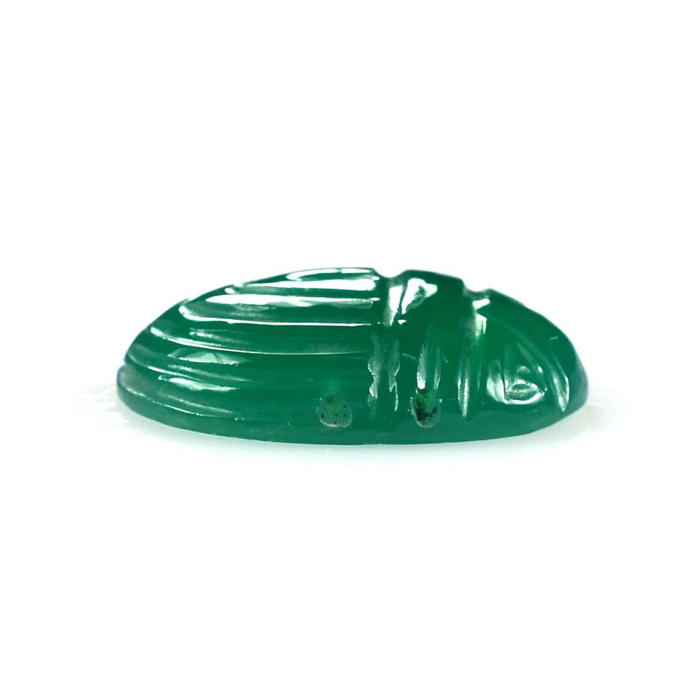 GREEN ONYX CARVED SCRAB (MEDIUM)(OPAQUE) 16.00X12.00 MM 5.75 Cts.