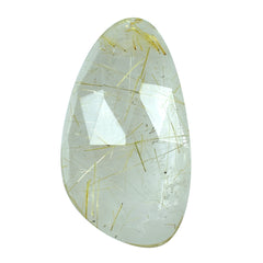 GOLDEN RUTILE QUARTZ ROSE CUT IRREGULAR PEAR CAB 18X10MM 4.67 Cts.