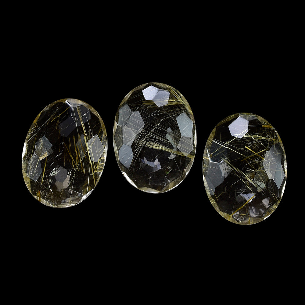 GOLDEN RUTILE QUARTZ IRREGULAR FACET BRIOLETTE OVAL 16X12MM 6.33 Cts.