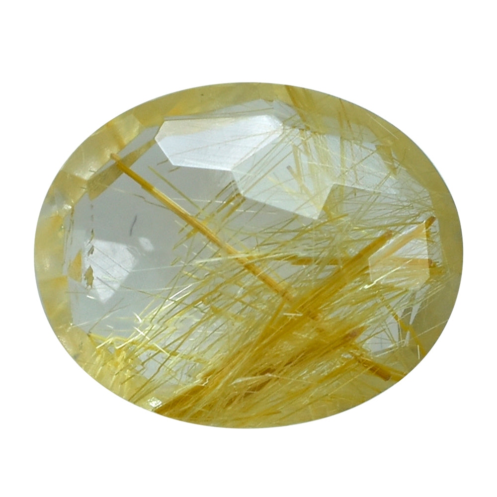 GOLDEN RUTILE QUARTZ IRREGULAR FACET BRIOLETTE OVAL 10X8MM 2.30 Cts.