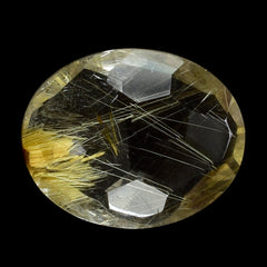 GOLDEN RUTILE QUARTZ IRREGULAR FACET BRIOLETTE OVAL 10X8MM 2.21 Cts.