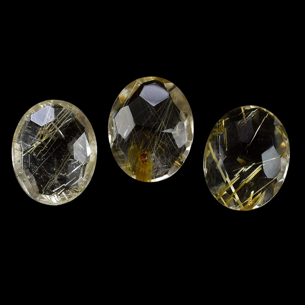 GOLDEN RUTILE QUARTZ IRREGULAR FACET BRIOLETTE OVAL 10X8MM 2.21 Cts.