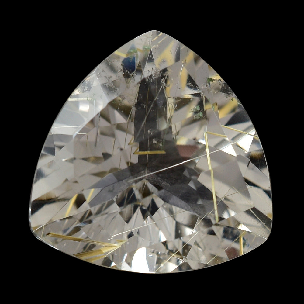 GOLDEN RUTILE QUARTZ CHECKER CUT TRILLION 14MM 8.00 Cts.