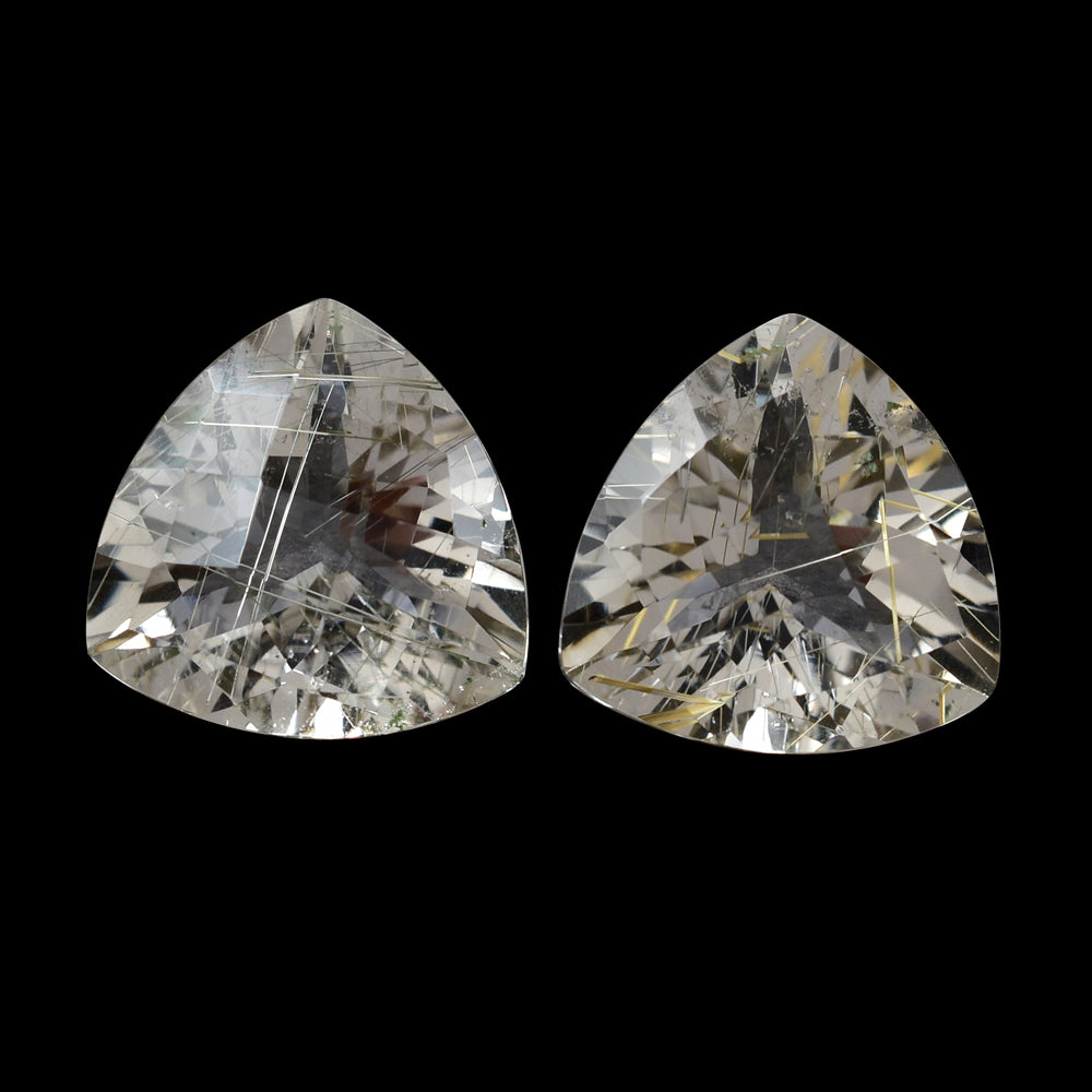 GOLDEN RUTILE QUARTZ CHECKER CUT TRILLION 14MM 8.00 Cts.