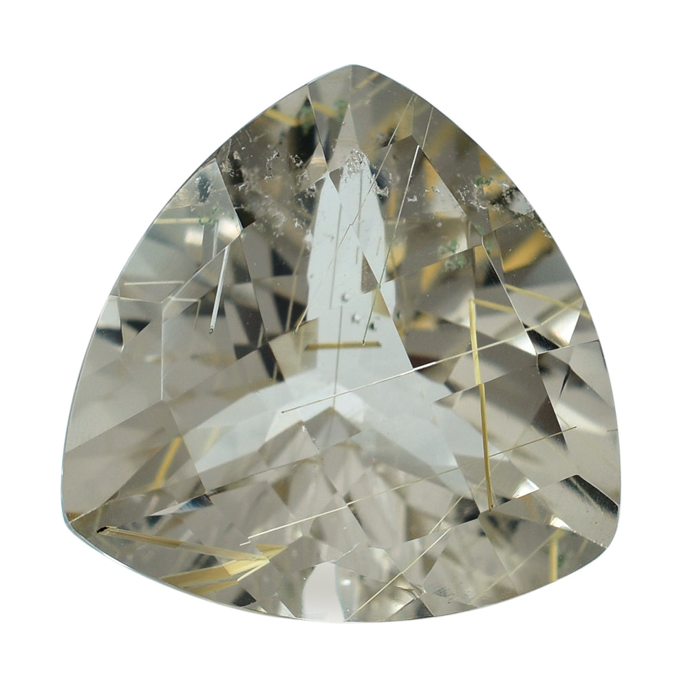 GOLDEN RUTILE QUARTZ CHECKER CUT TRILLION 14MM 8.00 Cts.