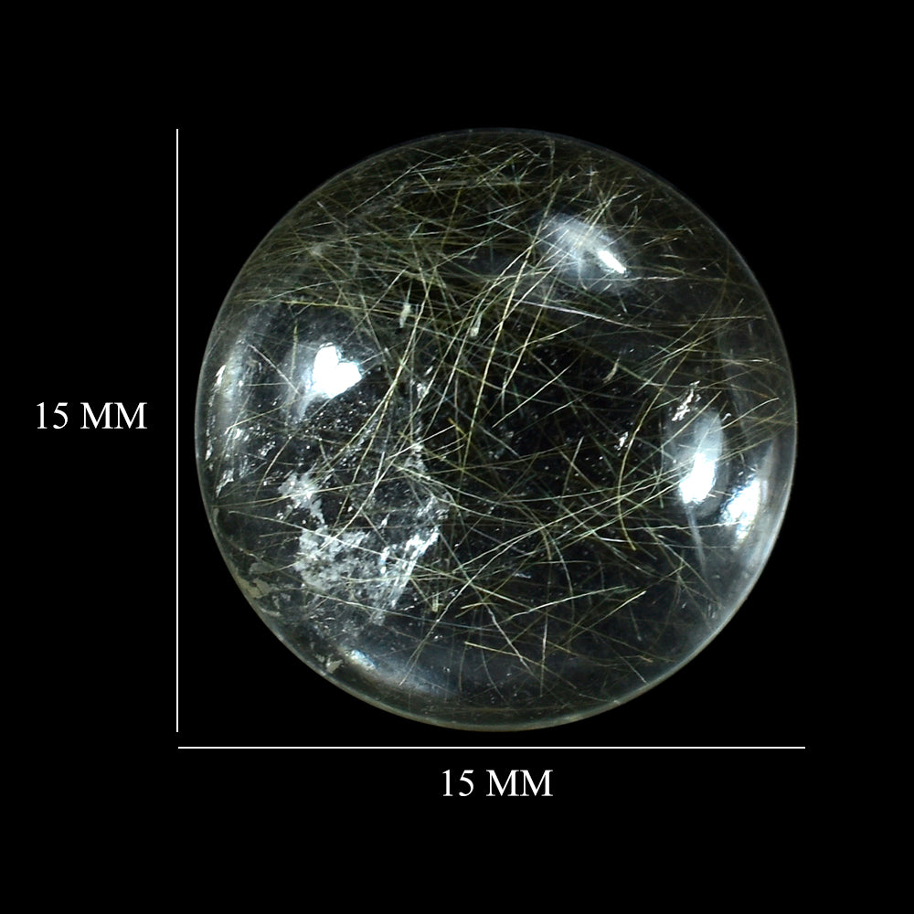 GOLDEN RUTILE QUARTZ ROUND CAB 15MM 9.80 Cts.