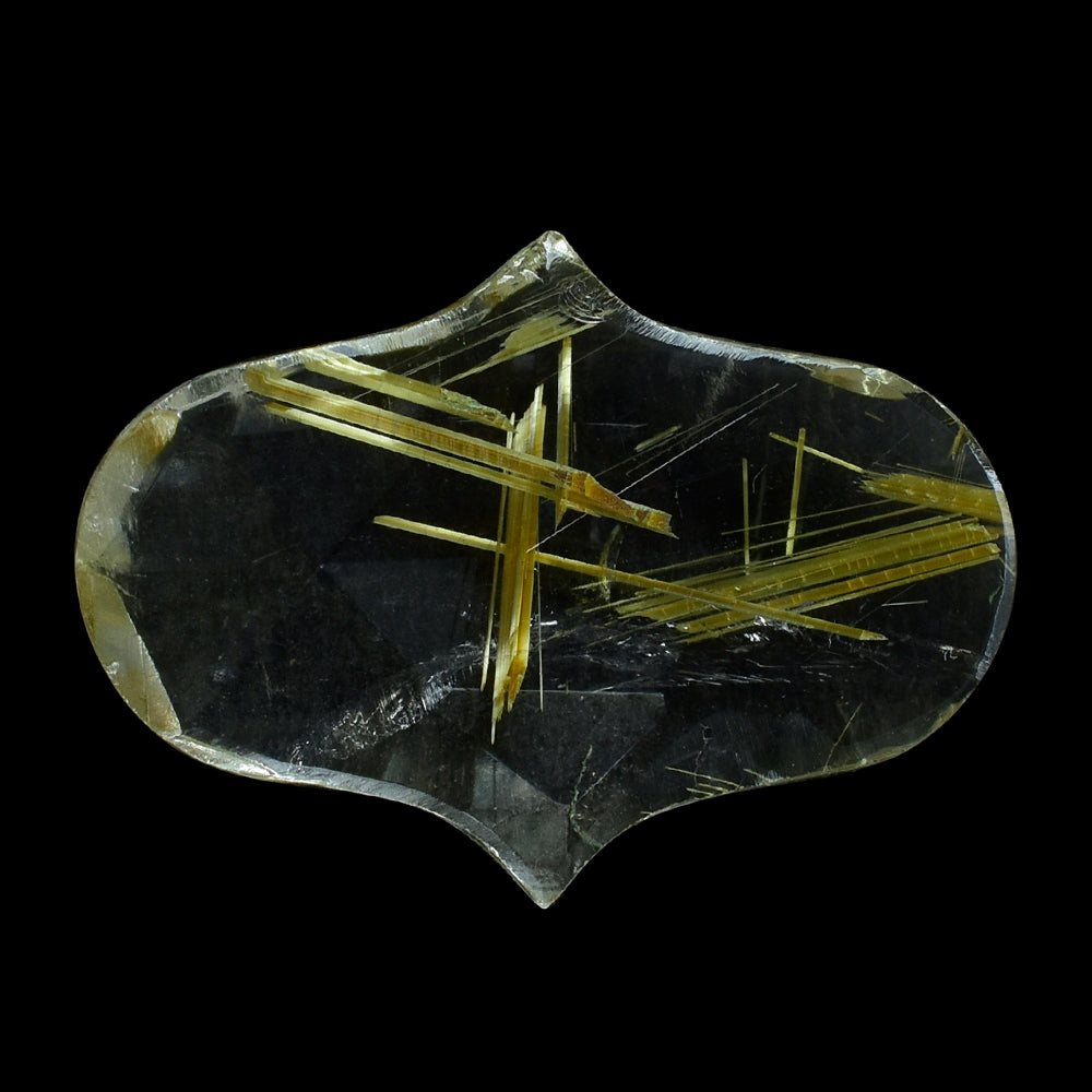 GOLDEN RUTILE QUARTZ ROSE CUT FANCY CAB 22X16MM 8.13 Cts.