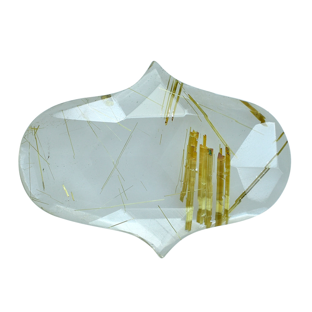 GOLDEN RUTILE QUARTZ ROSE CUT FANCY CAB 22X16MM 8.13 Cts.