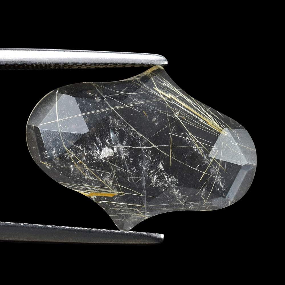 GOLDEN RUTILE QUARTZ ROSE CUT FANCY CAB 22X16MM 8.10 Cts.