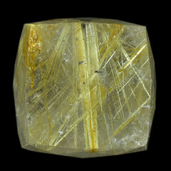 GOLDEN RUTILE QUARTZ BRIOLETTE CUBE (HALF DRILL) 12MM 17.10 Cts.