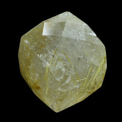 GOLDEN RUTILE QUARTZ BRIOLETTE CUBE (HALF DRILL) 12MM 17.10 Cts.