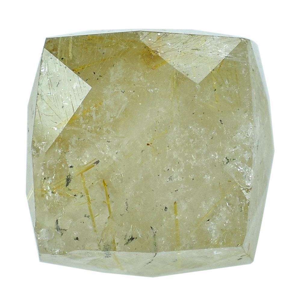 GOLDEN RUTILE QUARTZ BRIOLETTE CUBE (HALF DRILL) 12MM 17.10 Cts.