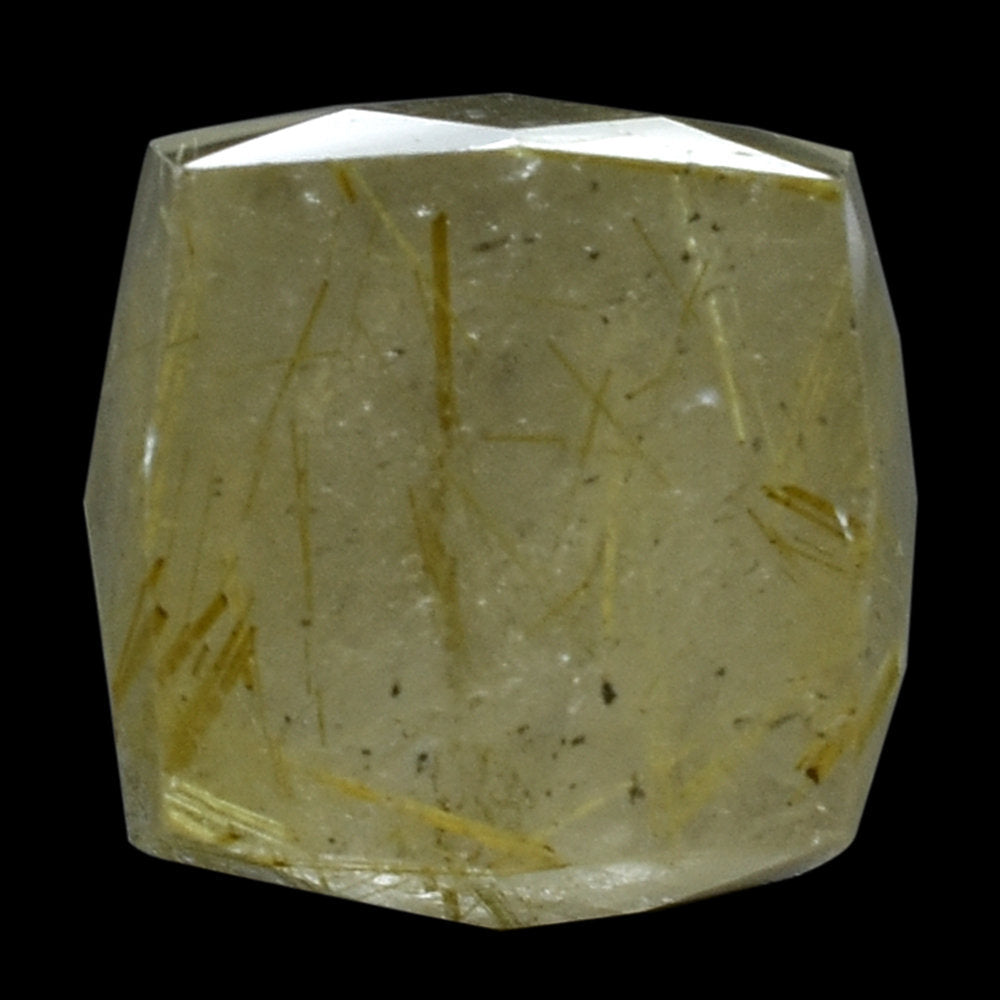 GOLDEN RUTILE QUARTZ BRIOLETTE CUBE (HALF DRILL) 12MM 16.92 Cts.