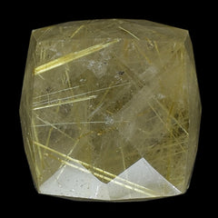 GOLDEN RUTILE QUARTZ BRIOLETTE CUBE (HALF DRILL) 12MM 16.92 Cts.