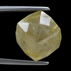 GOLDEN RUTILE QUARTZ BRIOLETTE CUBE (HALF DRILL) 12MM 16.92 Cts.