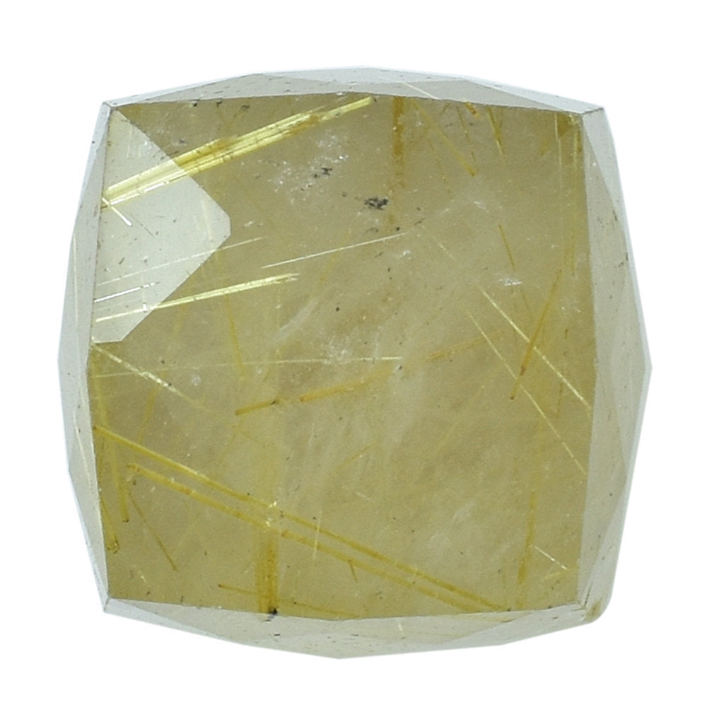 GOLDEN RUTILE QUARTZ BRIOLETTE CUBE (HALF DRILL) 12MM 16.92 Cts.