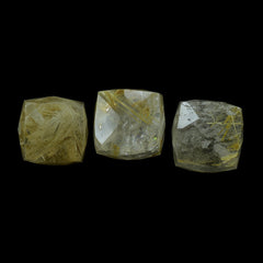 GOLDEN RUTILE QUARTZ BRIOLETTE CUBE (HALF DRILL) 10MM 9.50 Cts.