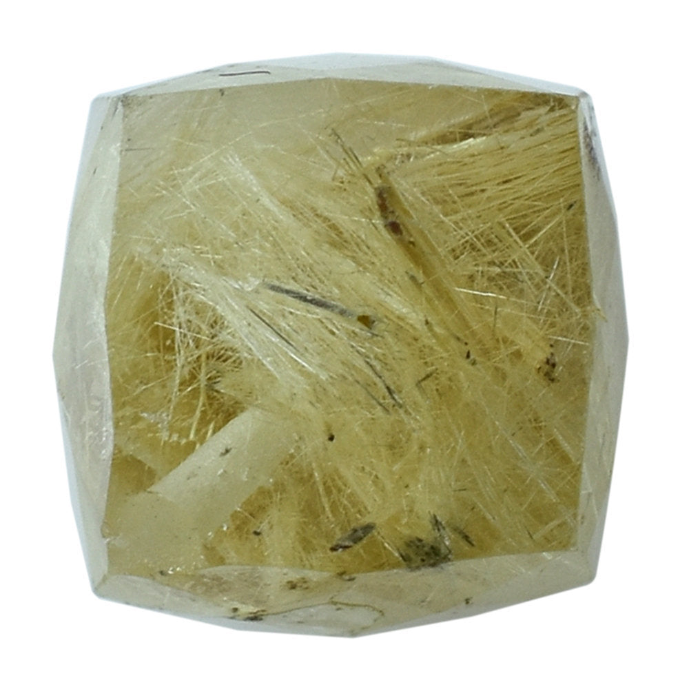 GOLDEN RUTILE QUARTZ BRIOLETTE CUBE (HALF DRILL) 10MM 9.50 Cts.