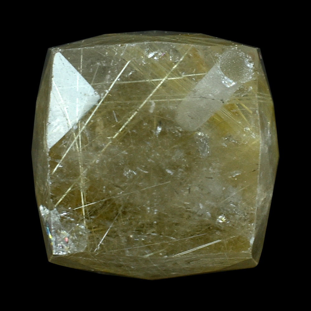 GOLDEN RUTILE QUARTZ BRIOLETTE CUBE (HALF DRILL) 10MM 9.50 Cts.